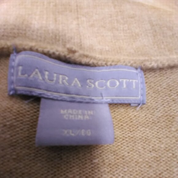 Laura Scott Mid Length Beige Cardigan Sweater 1X - Picture 11 of 14